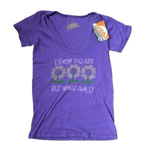 Local Celebrity Purple Graphic T-Shirt I Know You Are But What Am I Flower Large